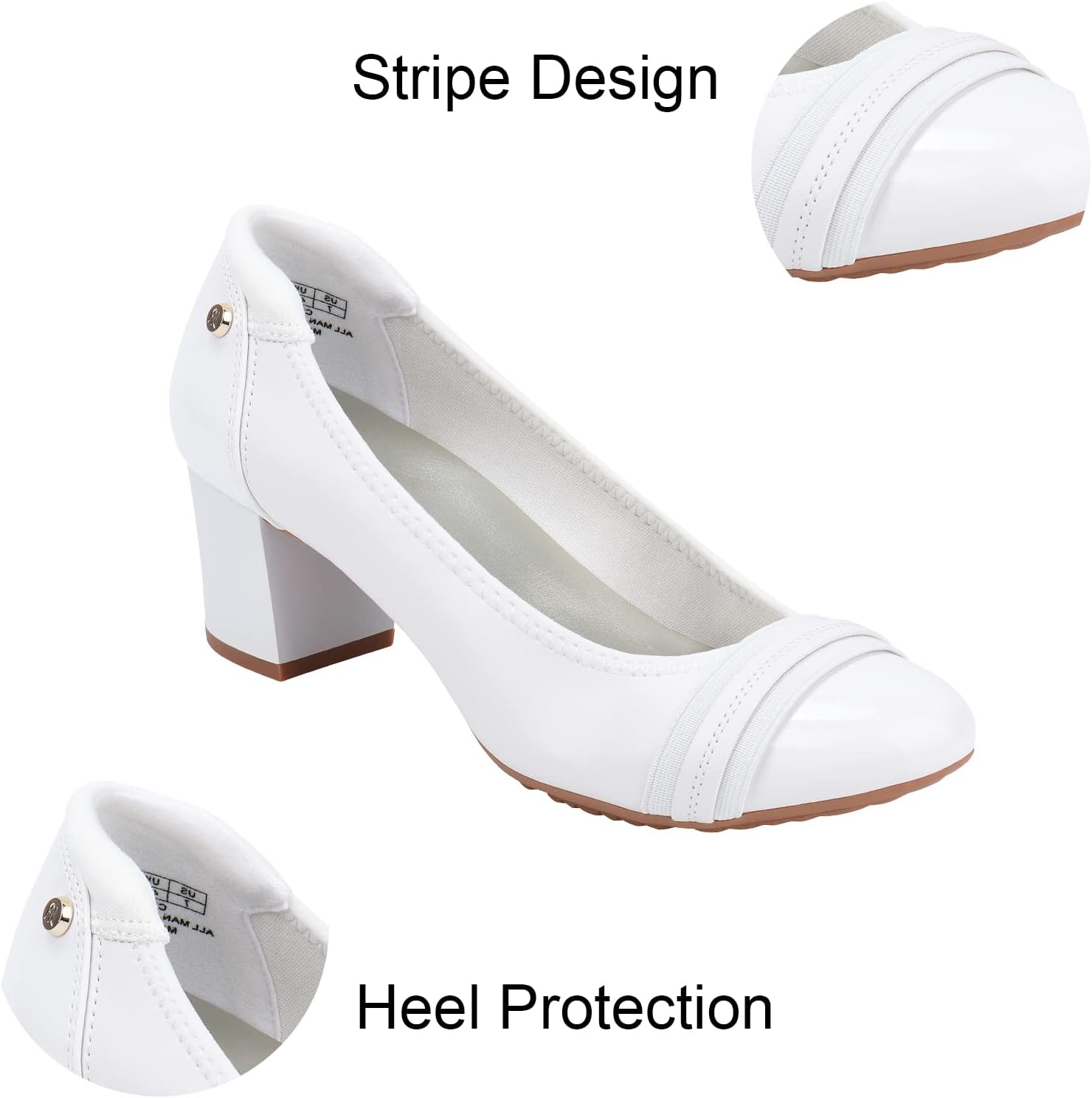 JENN ARDOR Womens Dress Pumps Ballet Chunky Heels for Women Round Toe Mid Square Block Heels Soft Slip On Pumps Shoes for Office Lady Dancer Wedding Shoes Youth 2inch - Image 3