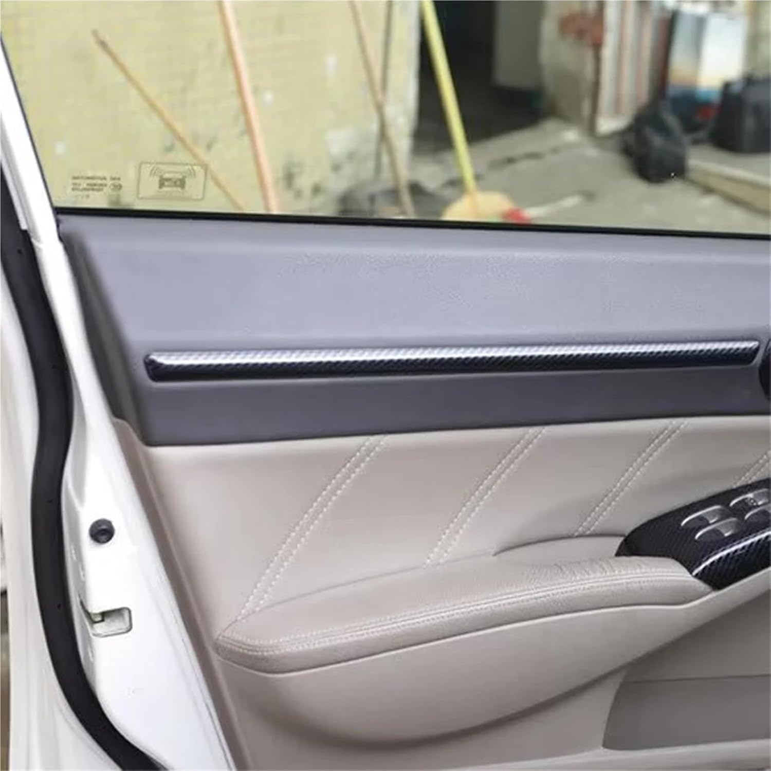 4pcs Compatible with Honda Civic 8th 2006-2011 Car Accessories ABS Carbon Interior Door Armrest Decor Cover Trim