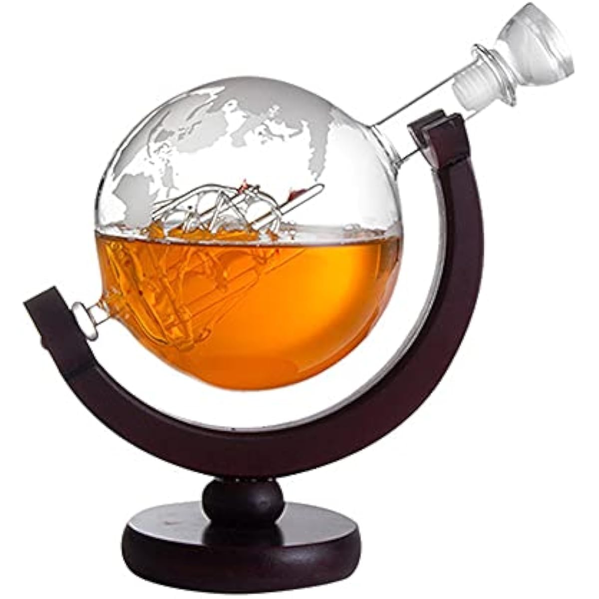 LiaoguangbangZZ 850ml Whiskey Boat Decanter/Large Capacity Hand Blown Torched Ship Glass Decanter/for Liquor Whiskey Vodka Home Bar Accessories
