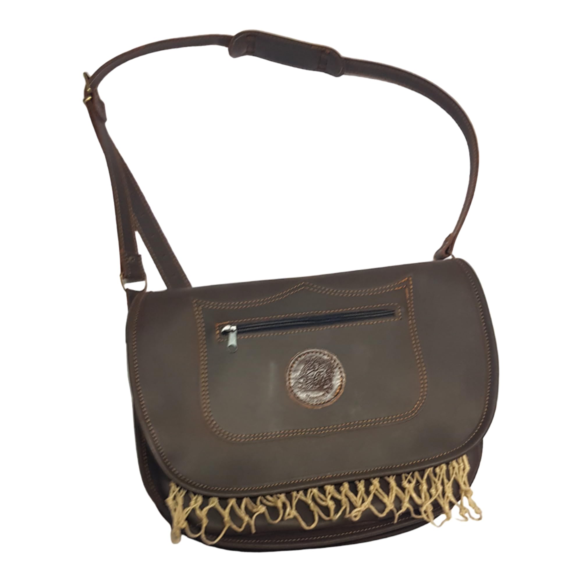 Morral Cuero Caza con Red de cáñamo