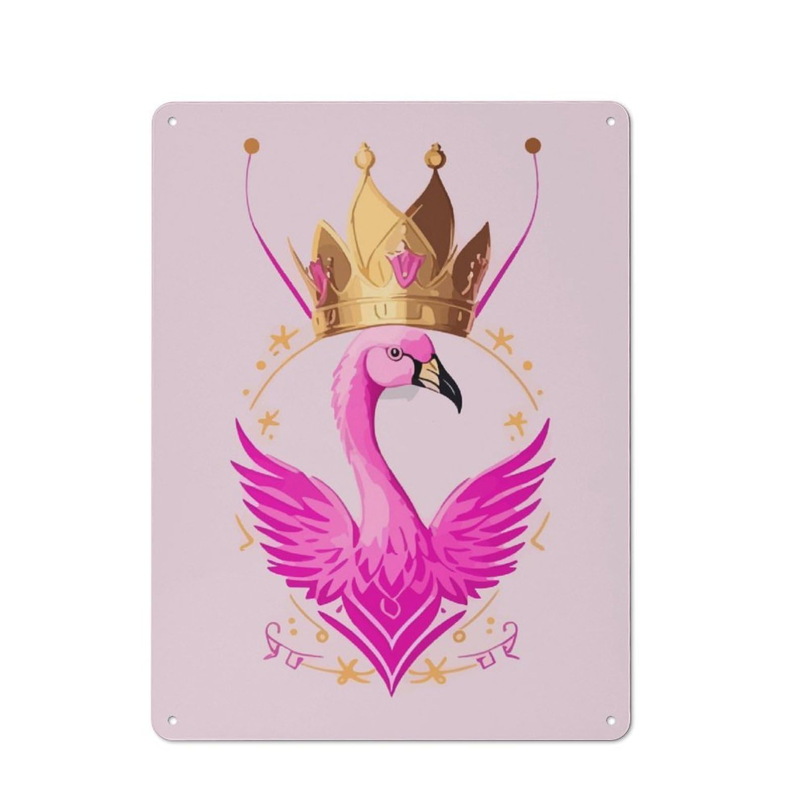 Metal Wall Sign 40x30cm Featuring Pink Flamingo Queen for Café Or Home Bar, for Metal Sign Collectors, for Garage And Workshop Walls