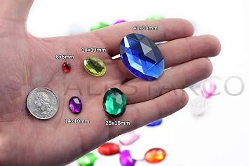 Allstarco 40x30mm (1-9/16x1-3/16) Green Emerald Oval Acrylic Gems, 4 PCS
