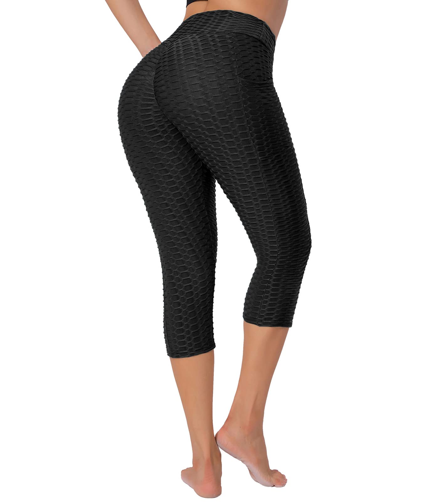 ViCherub Butt Lifting Workout Leggings for Women TIK Tok High Waisted Yoga Pants Tummy Control Scrunch Butt Gym Booty Tights, Capris Black, 4X-Large