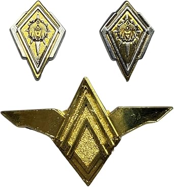 Battlestar Galactica BSG Commander Rank Pin & Senior Flight Wing Set Sci-fi Replica Badge with Colonial Symbol Insignia