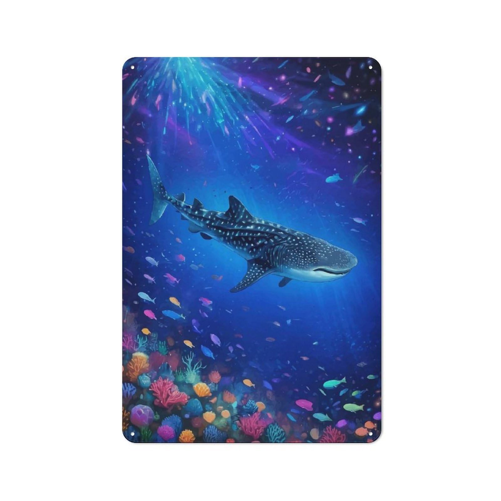 Junmoney Whale Shark Underwater-1 Tin Sign 30X20cm With Whale Shark Underwater For Café Or Home Bar, Rustic Decor, For Café-Style Decor Fans