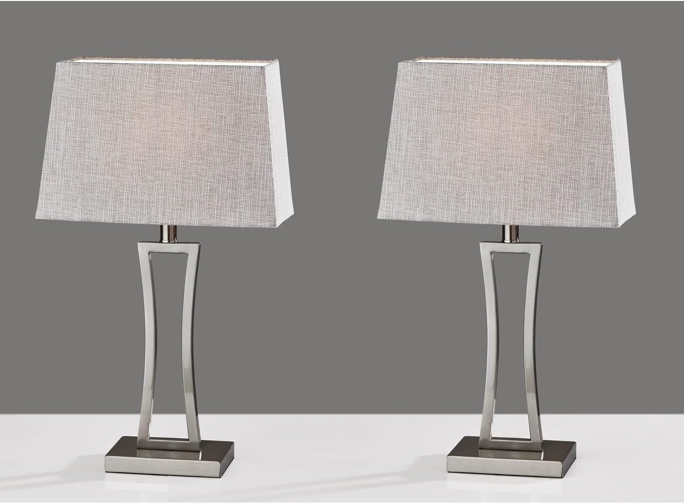 Adesso SL1151-22 Camila Table Lamp (Set of 2), 24.25in., 100W Type - A Bulb (Not Included), Brushed Steel, 2 Lamp Set