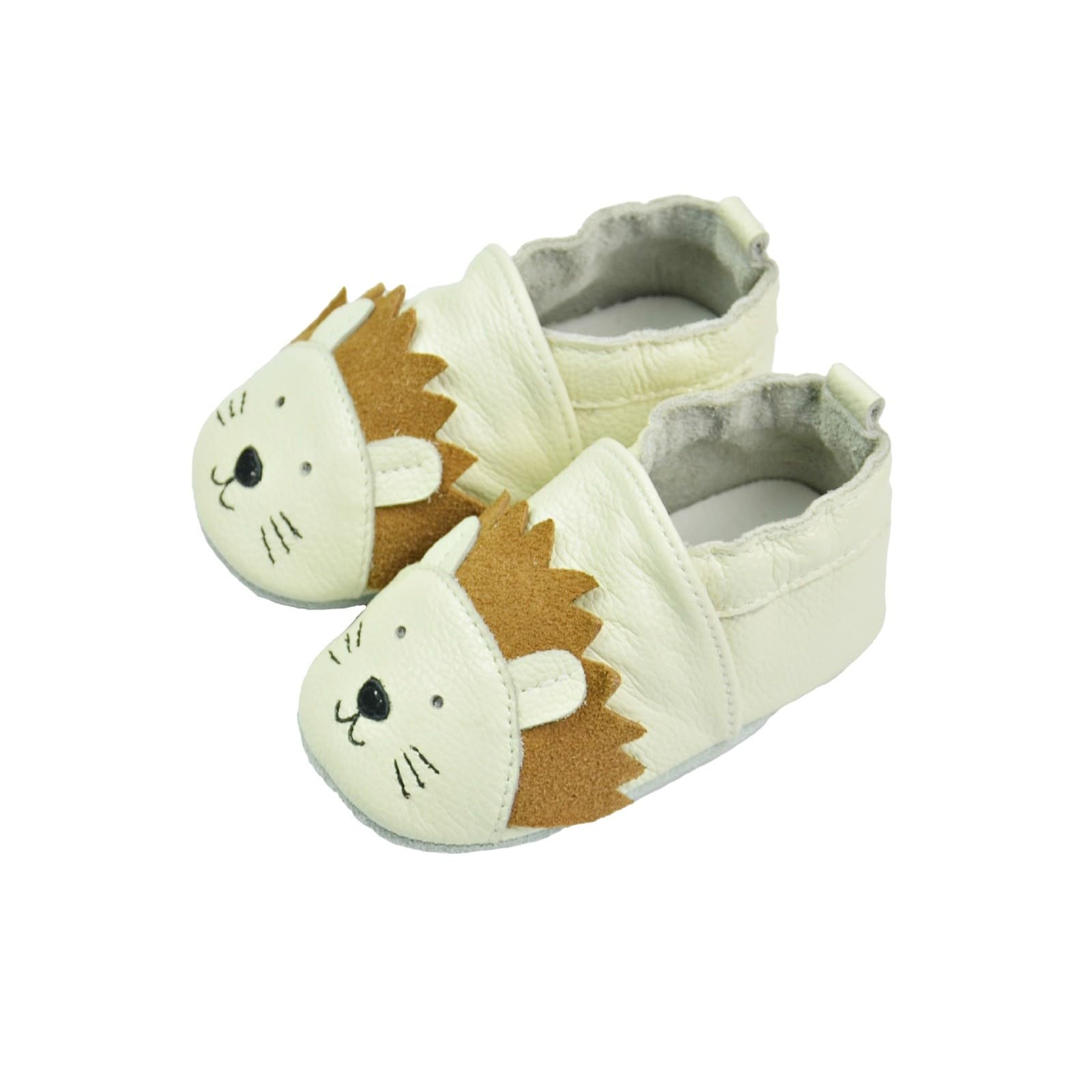 RNTOP Baby Leather Shoes Infant Girls Boys Non Slip Soft Shoes Toddler Soft Sole Christmas Shoes Slippers First Walking Shoes (Beige, 3-6 Months)