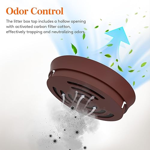 Lifewit Litter Box Cat with Faux Plant & Scoop, Hidden Enclosure Litter Tray with Odor Control & Carbon Filter in Living Room, Bedroom, Corner, Black(Brown,1)
