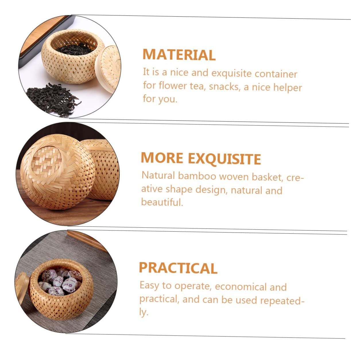 Mobestech Woven Tea Basket with Lid Decorative Loose Tea Storage Jar for Teaware Compact and Design for Home Organization and Space Saving