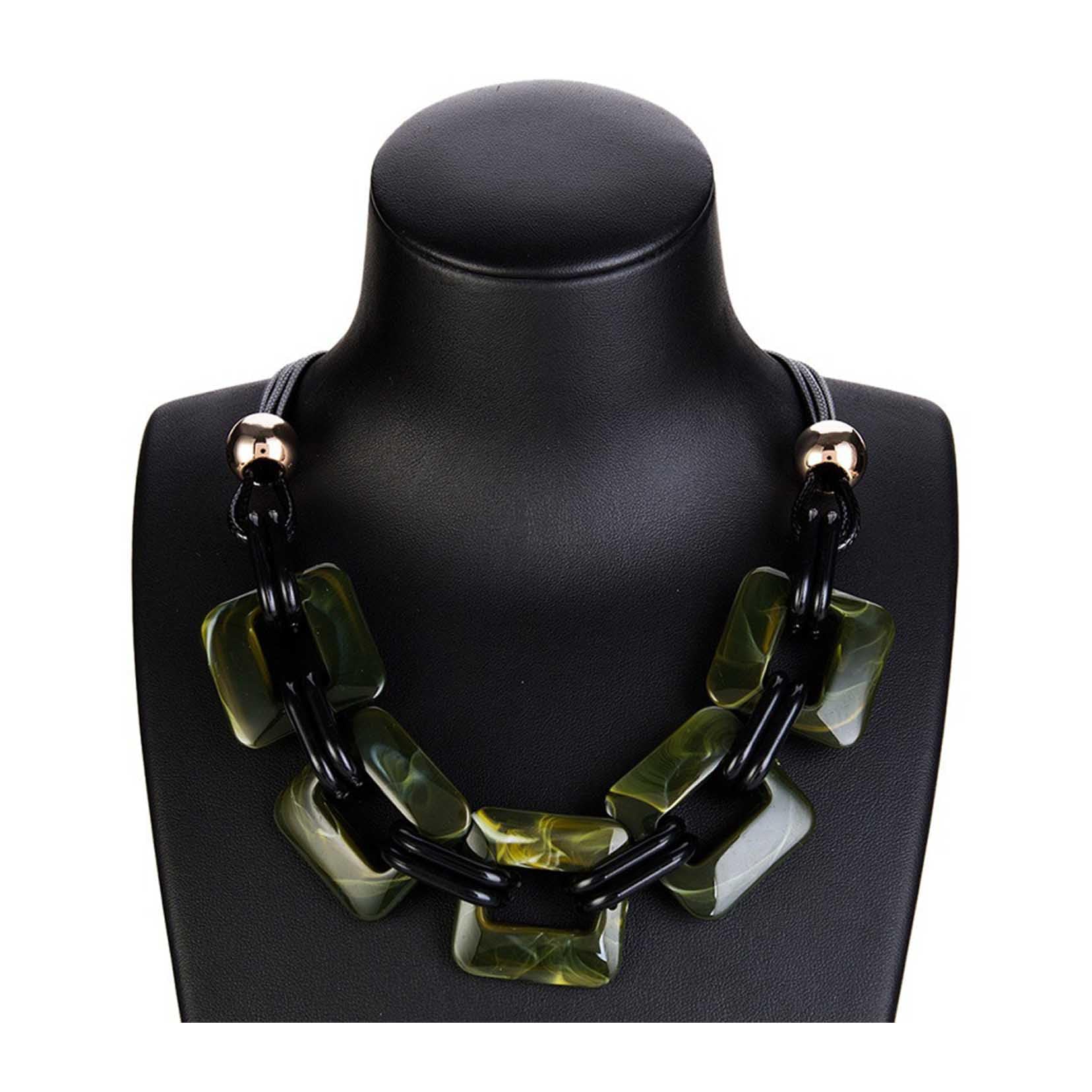 TREWQ Chunky Necklace Acrylic Cuban Link Chain Necklace Resin Geometric Statement Large Choker Necklaces Fashion Necklace for Women Delicate Jewelry Adjustable for Women green 1