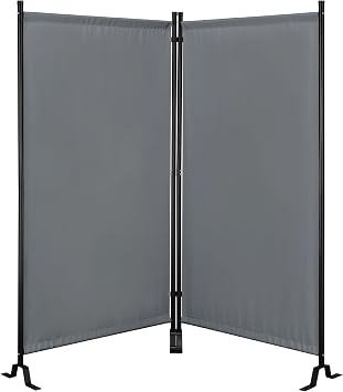 Proman Products - Galaxy II Section Divider, Water Repellent Fabric Room Divider with Black Powder Coated Metal Frame for Indoors or Outdoors, Large 74.25 Width Grey