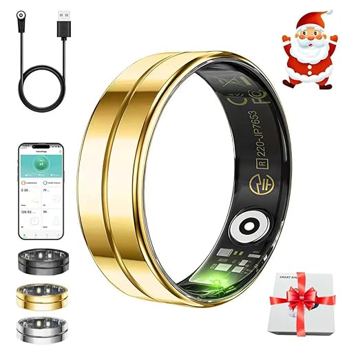 White Elephant Gifts,Smart Ring,Gifts Christmas for Women Men - Sleep Monitoring/Blood Oxygen/Motion Tracking,Waterproof & No Subscription Required,Gifts for Mom Dad Boyfriend Her Him NewGold 9