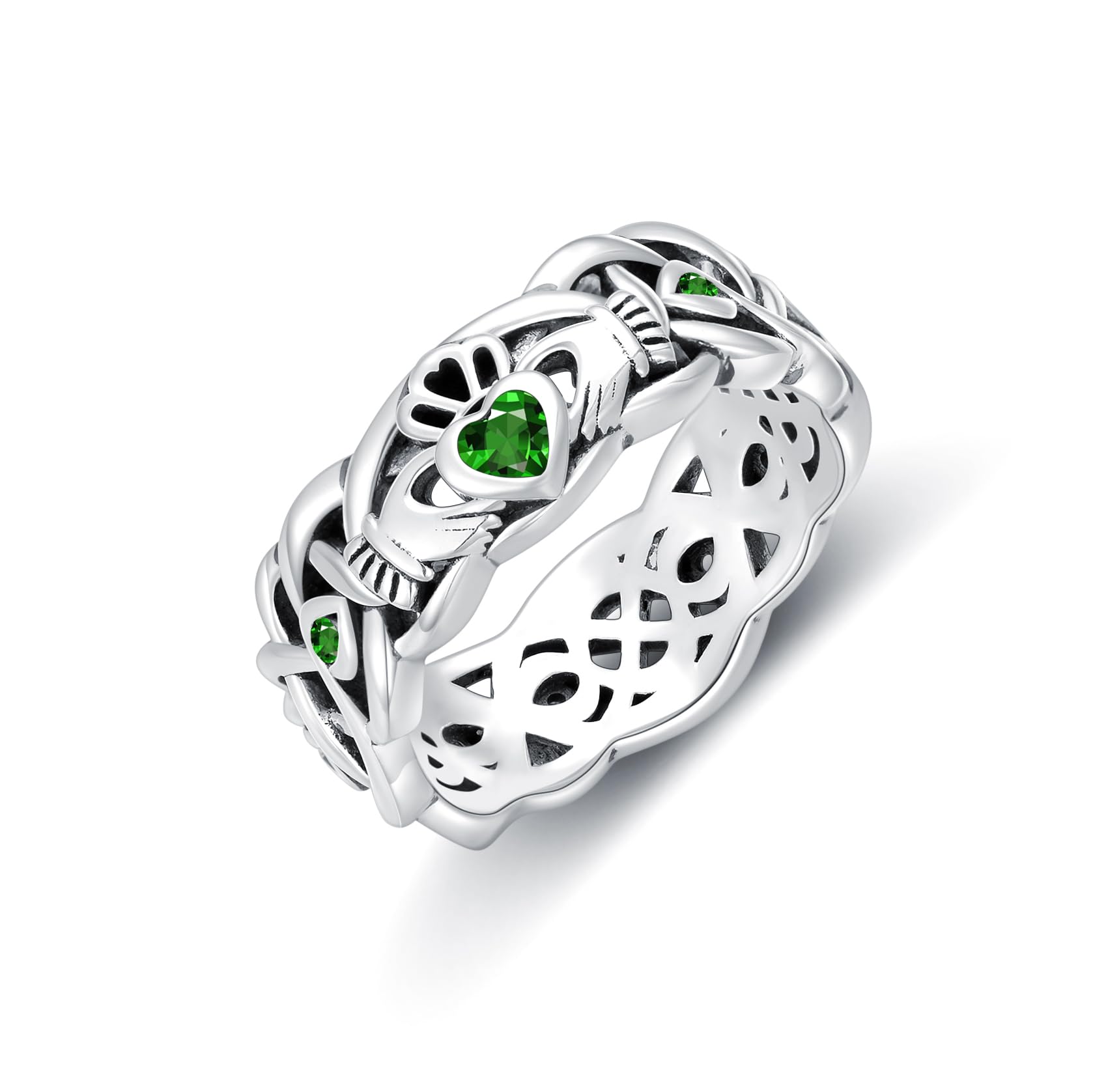 SeiyangCladdagh Ring for Women 925 Sterling Silver Claddagh Birthstone Ring Irish Band