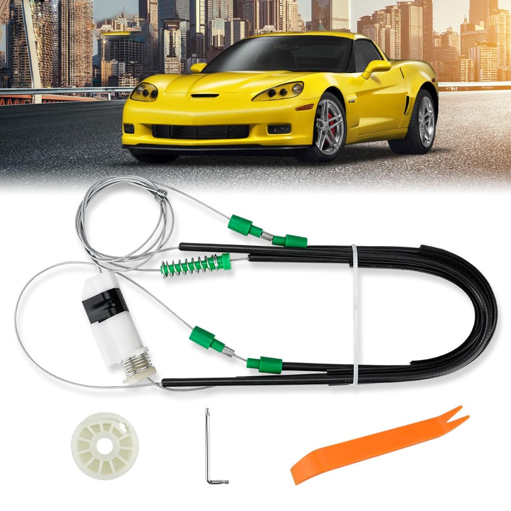 Window Regulator Repair Kit Fits for Compatible with 2005-2013 Chevrolet Corvette C6, Front Left Driver Side Window, Fixes Stuck/Jammed Windows