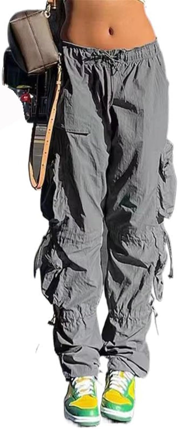Women's Multi Pocket Cargo Pants Drawstring Elastic Casual Loose Sports Trouser for Women