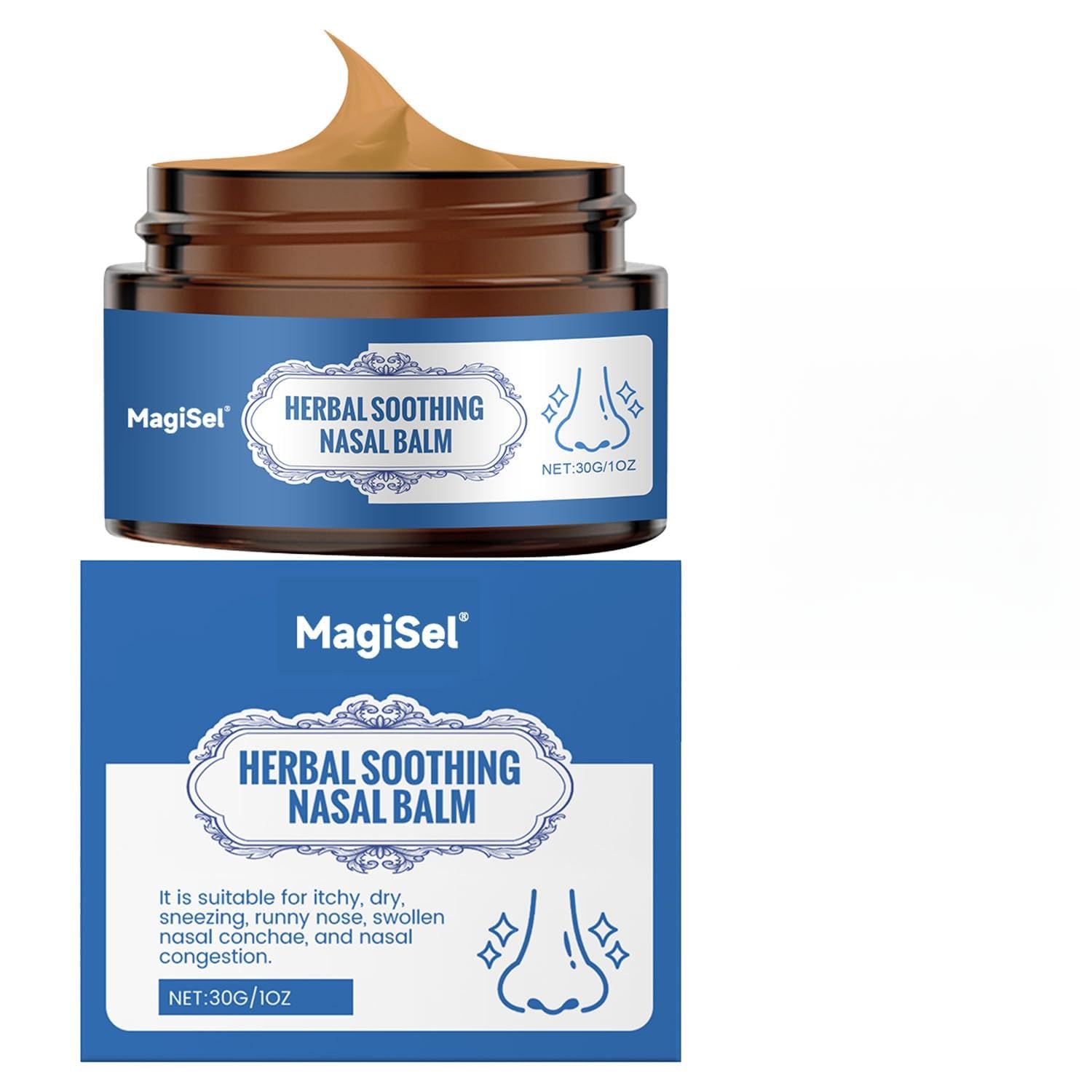Crema Para El Cuidado Nasal, Extracto De Hierbas Crema Para La Nariz Congestionada, Tarro Hidratante Portátil para Viajes Hombres Mujeres Adultos, Apoyo para el Bienestar Familiar y Personal, 30g