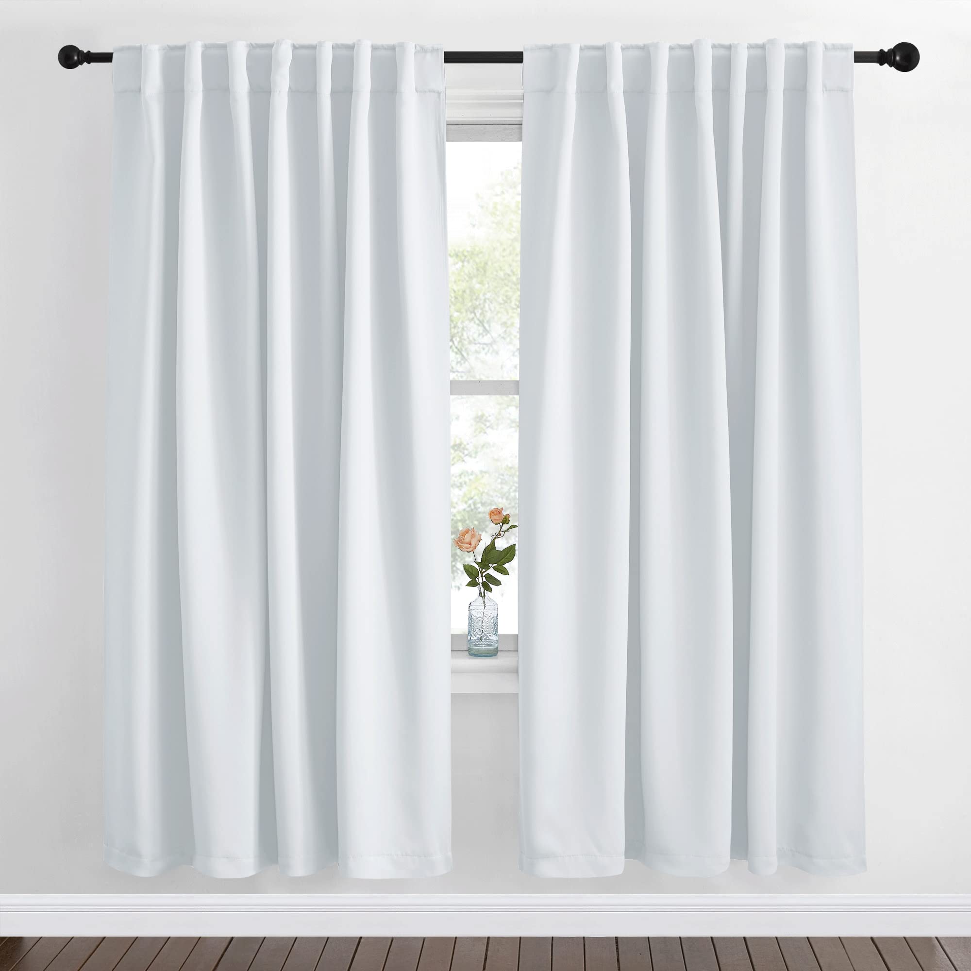 NICETOWN Living Room Darkening Curtain Drapes - (Cloud Grey Color) W62 x L72, Set of 2, Room Darkening Window Treatment Drapery Panels for Room Divider Garage Balcony Office