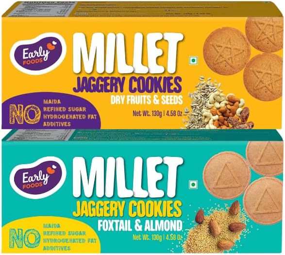 Biscuits Combo Pack of 2 - Foxtail & Dry Fruits Jaggery Cookies, 150g Each | Sugar Free Biscuits