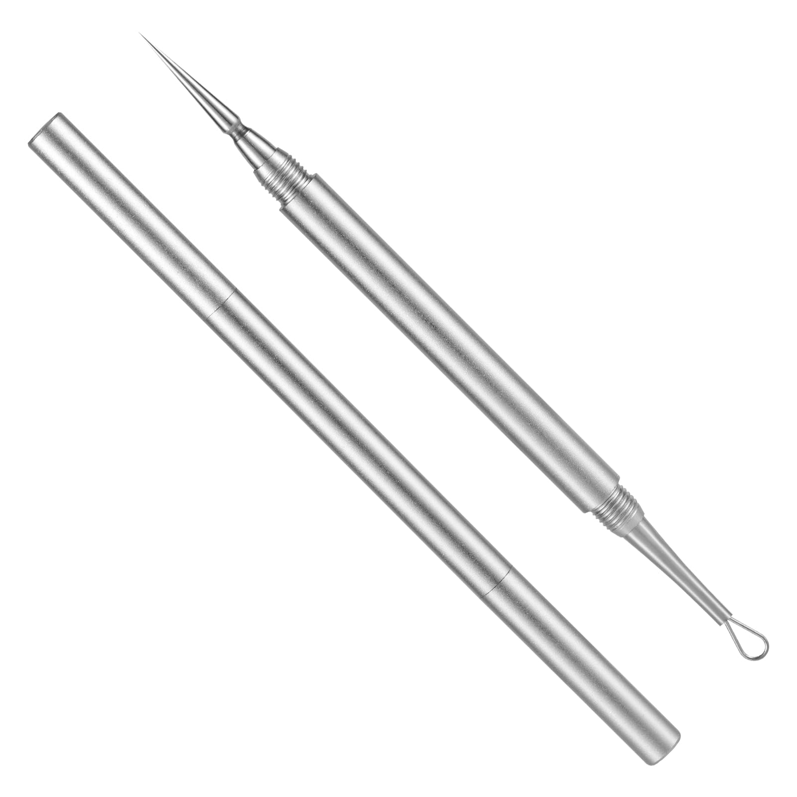 Blackhead Extractor, Metal 2 in 1 Acne Clean Needle Professional Pimple Popper Needle Whitehead Popping Extractor Double-Ended Black Head Remover Comedone Tool for Nose & Face(Silver)