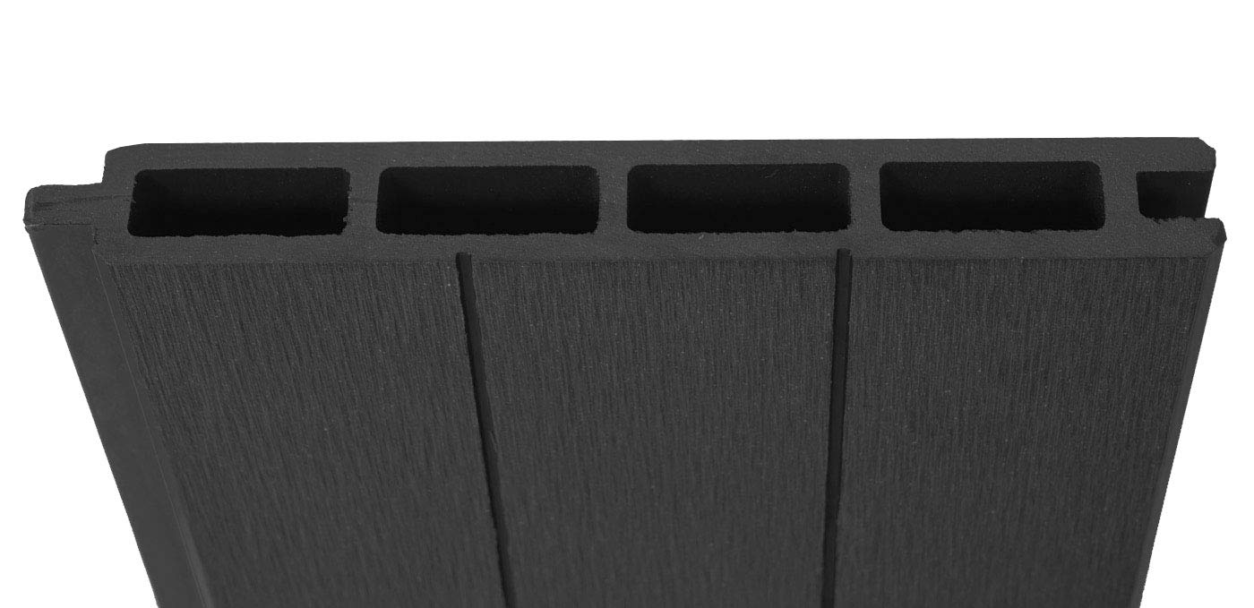 Mendler WPC-Sichtschutz Sarthe Basiselement niedrig 1,90m - anthrazit | Windschutz Zaun, Alu-Pfosten