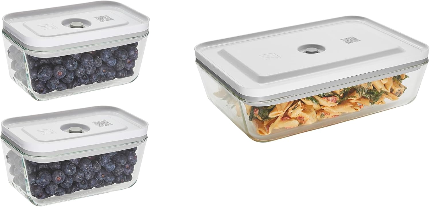 ZWILLING Fresh & Save 3-pc Glass Food Storage Vacuum Containers Meal Prep Container - Small & Large Containers