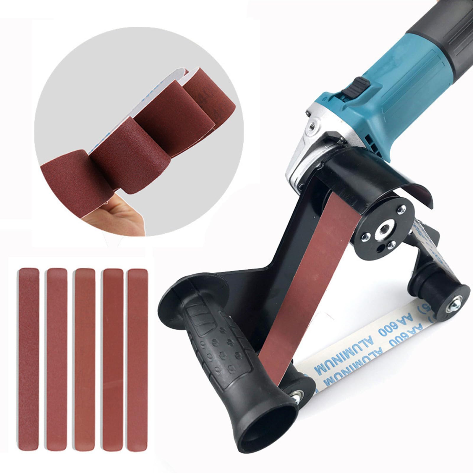 Accesorio universal para dispositivo de lijado de banda con tres opciones de tamaño para convertir amoladora angular en cabezal de cepillo profesional de acero inoxidable
