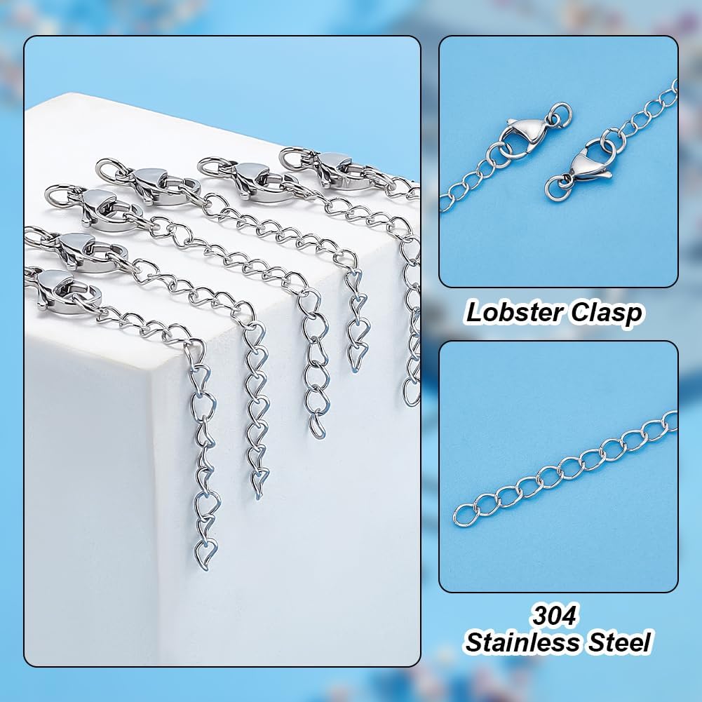 PH PandaHall 20pcs 304 Stainless Steel Necklace Extenders, 2.2 Inch Bracelet Extender Chain Jewelry Chain Extension Set with Lobster Claw Clasps for Choker Anklet Necklaces DIY Jewelry Crafts Making - Image 4