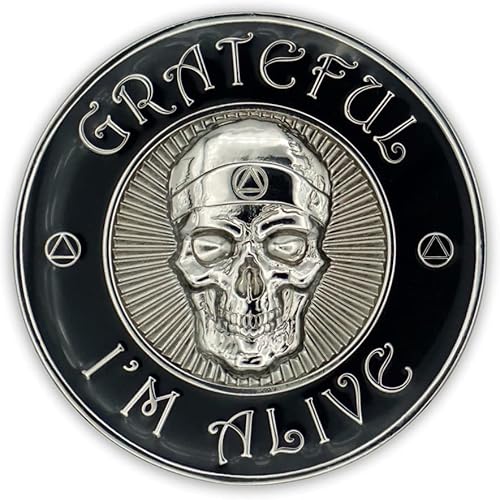 Miniatura 2 de Chip de sobriedad Grateful I'm Alive Moneda AA de afirmación esculpida en 3D (plateado)