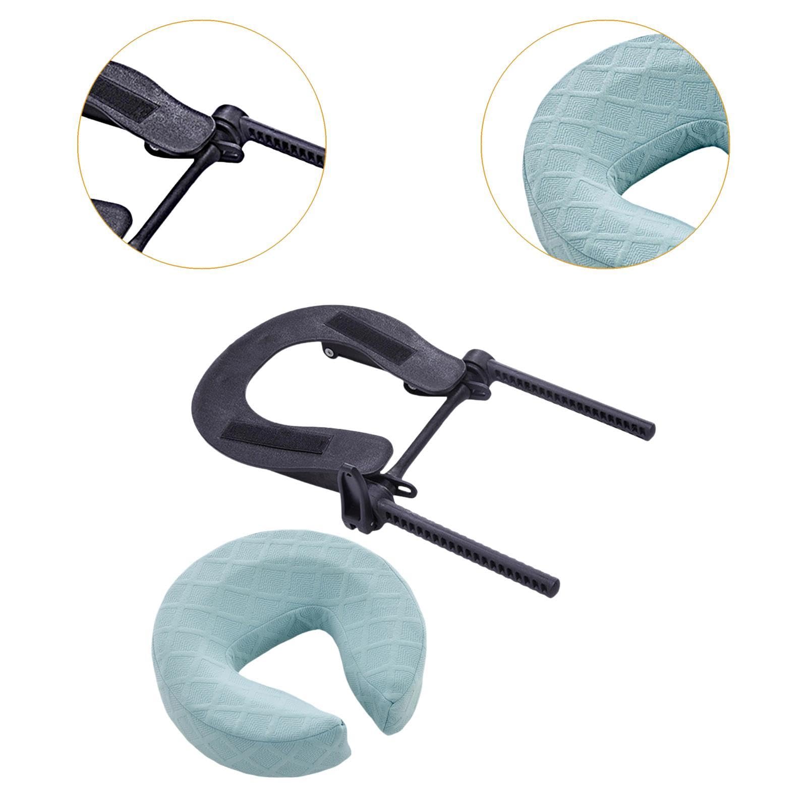 Milageto Cuscino per lettino da massaggio, poggiatesta ergonomico, confortevole, resistente, traspirante, con supporto per il viso, Azzurro