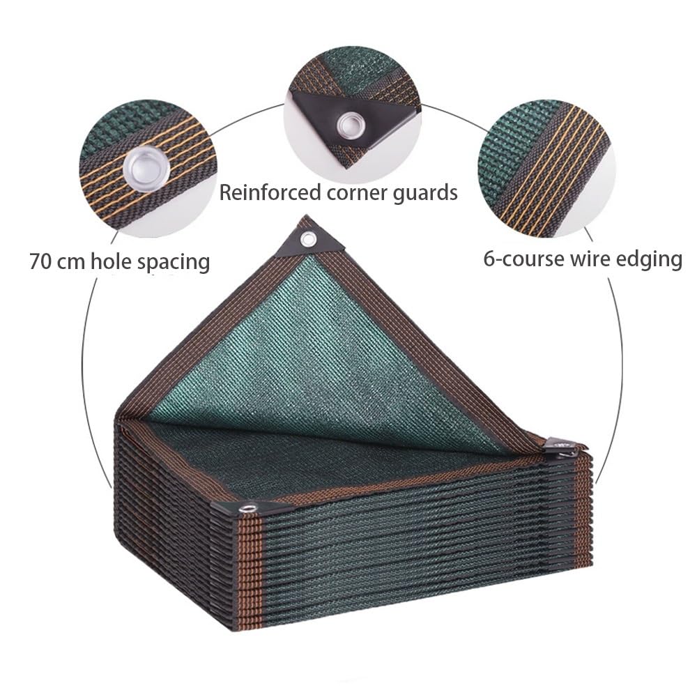 Red De Sombra Exterior, Malla De Sombreo Verde Oscuro, Tela De Sombreo con Ojales y cordón, Transpirable Vela de Sombra para Jardin Plantas(13X26ft/4X8m)