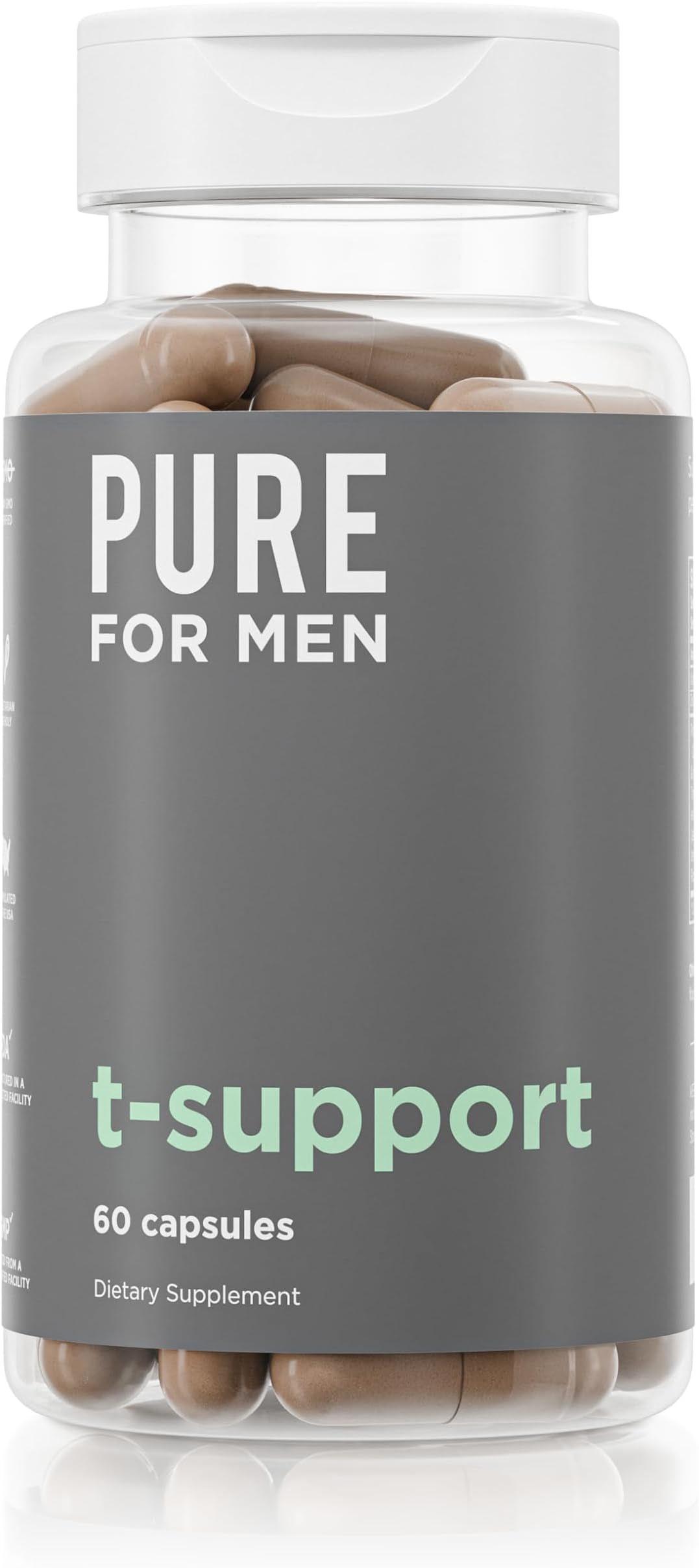 T-Support Supplement | Vegetarian Total Support for Men with Maca, Vitamin D, & Ashwagandha, Muscle Health | Endurance, Strength, Focus, & Energy Support | 60 Capsules