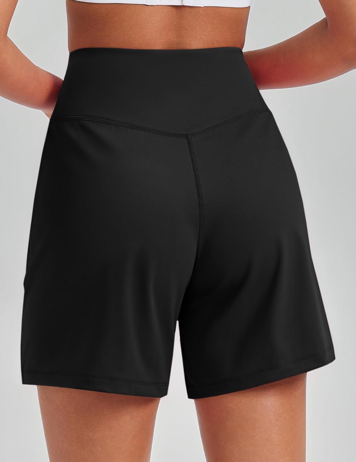 PINSPARK Women's Athletic Shorts 6" High Waisted Yoga Shorts with Pockets Soft Tummy Control Workout Running Shorts for Gym - Image 2