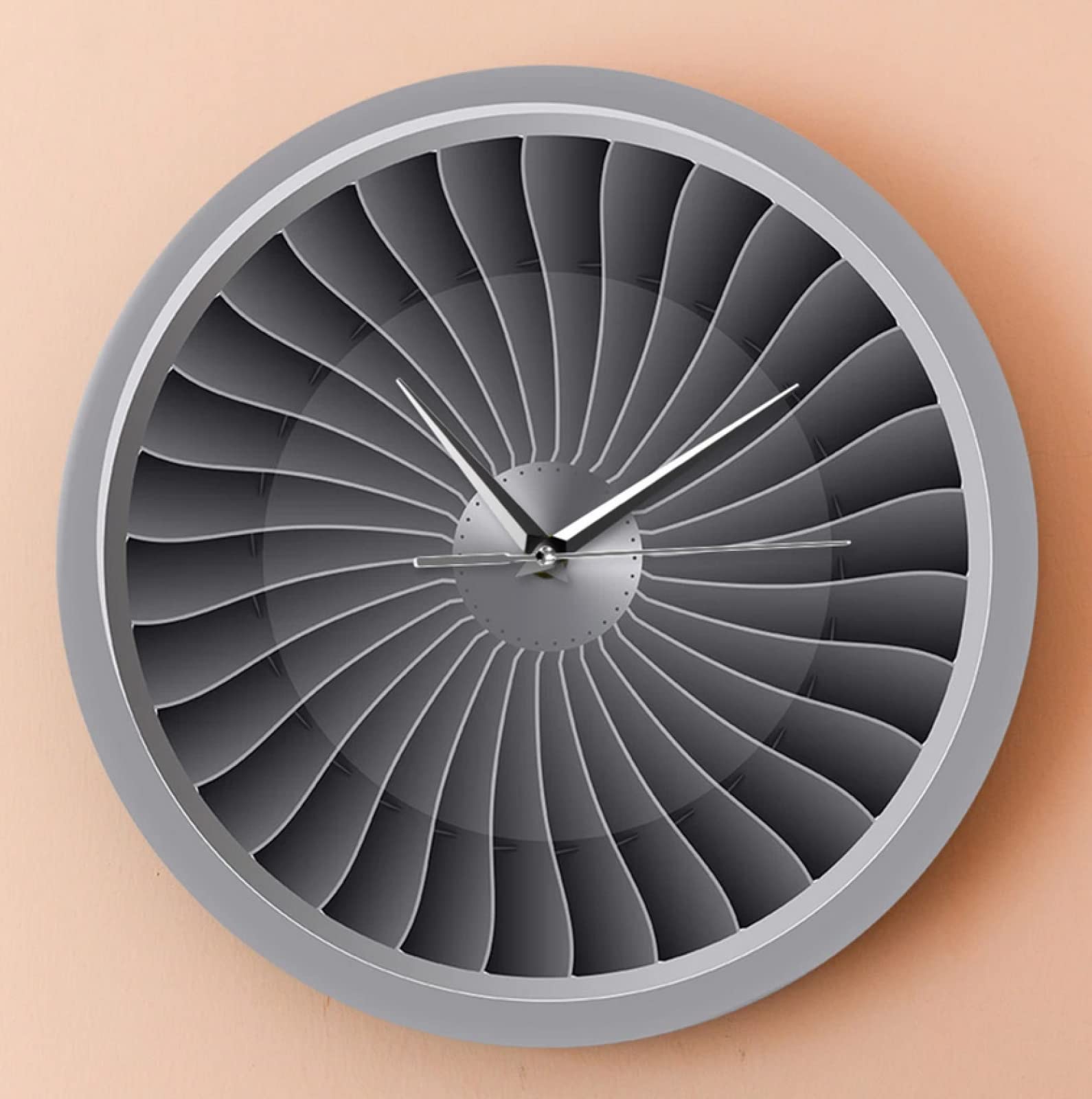 30cm Reloj de pared de acrílico impreso con motor de ventilador de turbina de motor a reacción, reloj de arte de pared de avión, decoración de aviación, reloj de pared piloto de arte de chorro