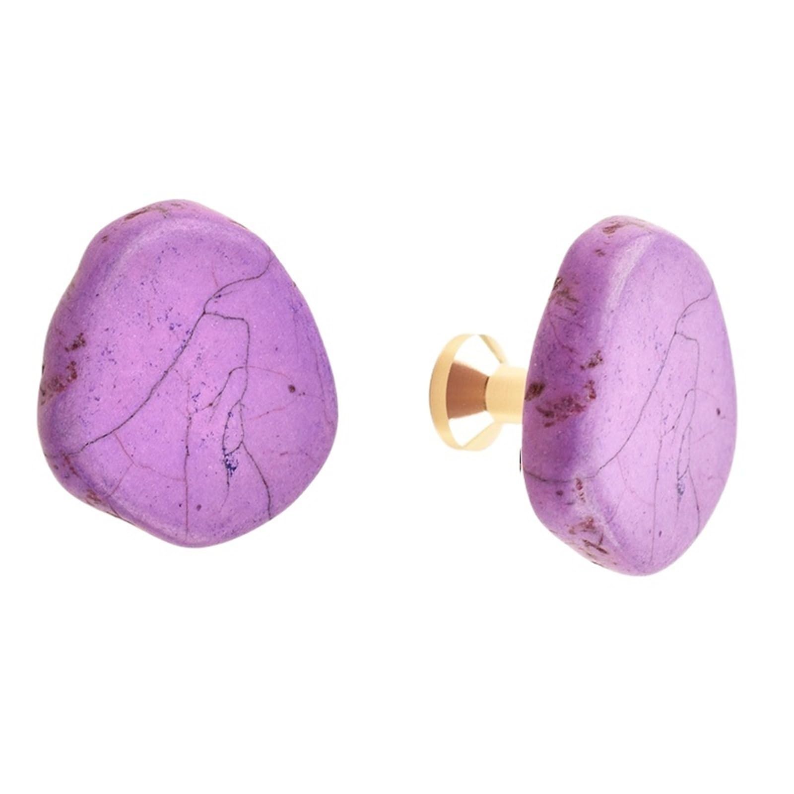 PADGCNOR Single Hole Handles White Stone Brass Furniture Handles Dresser Cabinet Pulls Wardrobe Drawer Door Knobs and Wall Clothes Hook(Purple,Cabinet Handle Screw)