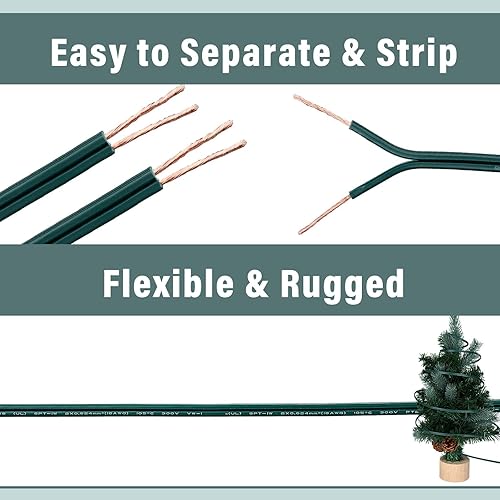 Miniatura 3 de Kanayu Cable de paisaje de alto voltaje SPT-1 de 500 pies, 18 AWG, 10 amperios, cable eléctrico para exteriores, carrete de alambre en blanco, cable