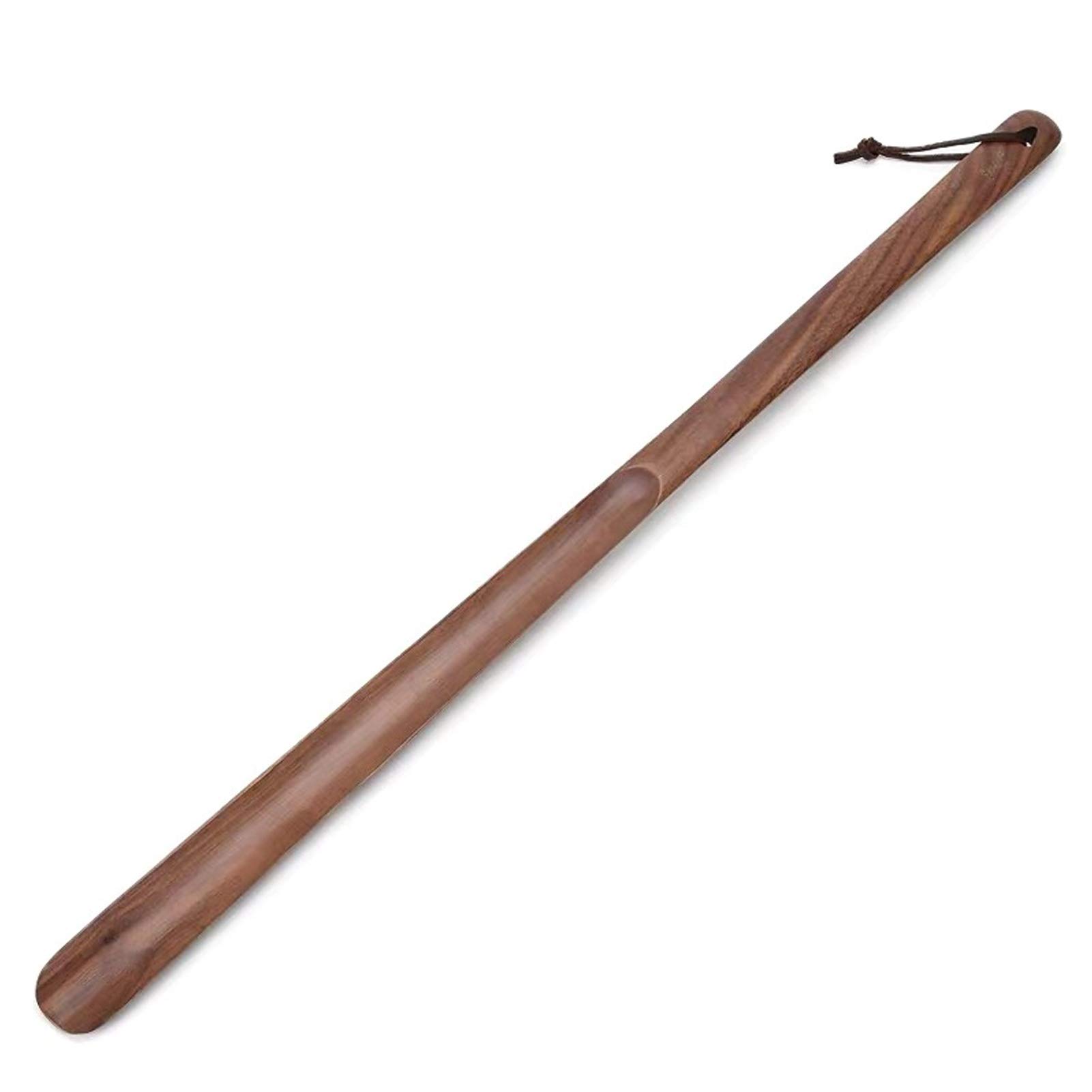 Calzador de mango largo de madera maciza de nogal negro elevador de zapatos de extensión de 60 cm | Adecuado para personas mayores (Color: Marrón, Tamaño: 75x4cm) (Marrón 75x4cm) (Marrón 75x4cm)