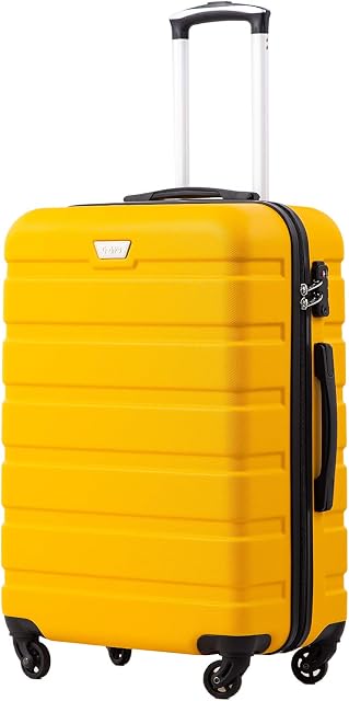 COOLIFE Suitcase Trolley Carry On Hand Cabin Luggage Hard Shell Travel Bag Lightweight with TSA Lock and 2 Year Warranty Durable 4 Spinner Wheels (L(77cm 93L), Yellow)