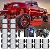 MICTUNING C3 Extensible RGBW LED Rock Lights Kit - 20 Pods Wireless Control Multi-Color Neon Underglow Lights with Bluetooth APP &amp; Control Box (Extensible Up to 32 Pods)