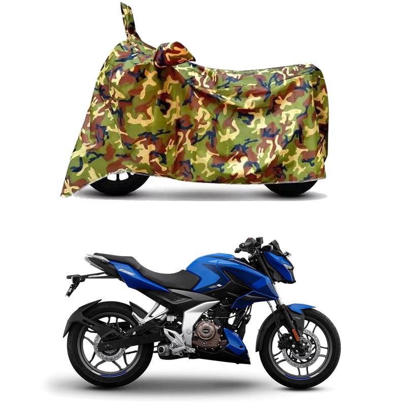 Image of Waterproof 100% PVC Coated Bike Scooty Two Wheeler Body Cover Compatible for Bajaj Pulsar N160 ABS BS6 /UV-Rays /Heat Protection /Birds Dropping /Scratchproof /Dust Proof /All [6X6 Jungle Print]