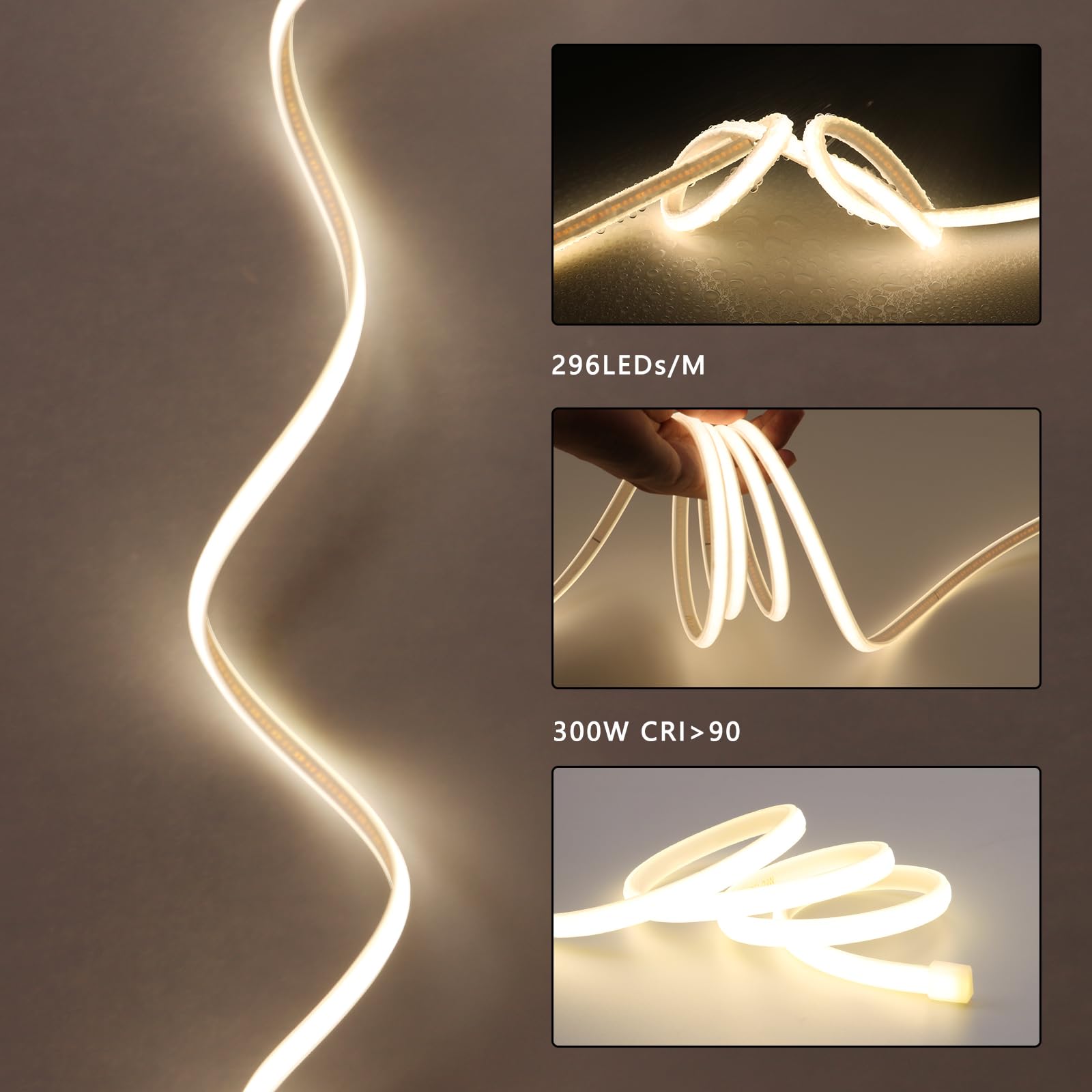 BENLUN Striscia LED COB 230V da Esterno 300W 30 Metri senza Trasformatore | 4000K Bianco Naturale Luci LED 220V Impermeabile IP65, Strisce LED per Cortile, Giardino, Salotti, Camera da Letto