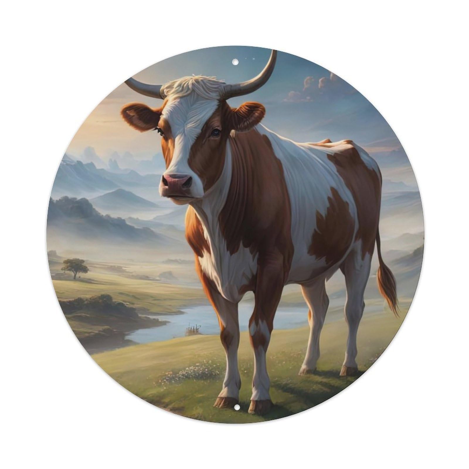 Animal Artwork Cows in The Meadow Vintage Metal Tin Sign Plaque Wall Decor for Cafe, Club Bar, Office, Garden Metal Poster 8x8Inch