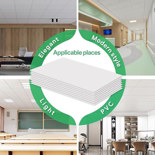 Miniatura 2 de Azulejos de techo colgantes de 2 x 4 pies, paneles de techo de PVC blanco impermeables, azulejos de techo lisos de 24 x 48 pulgadas, clasificación