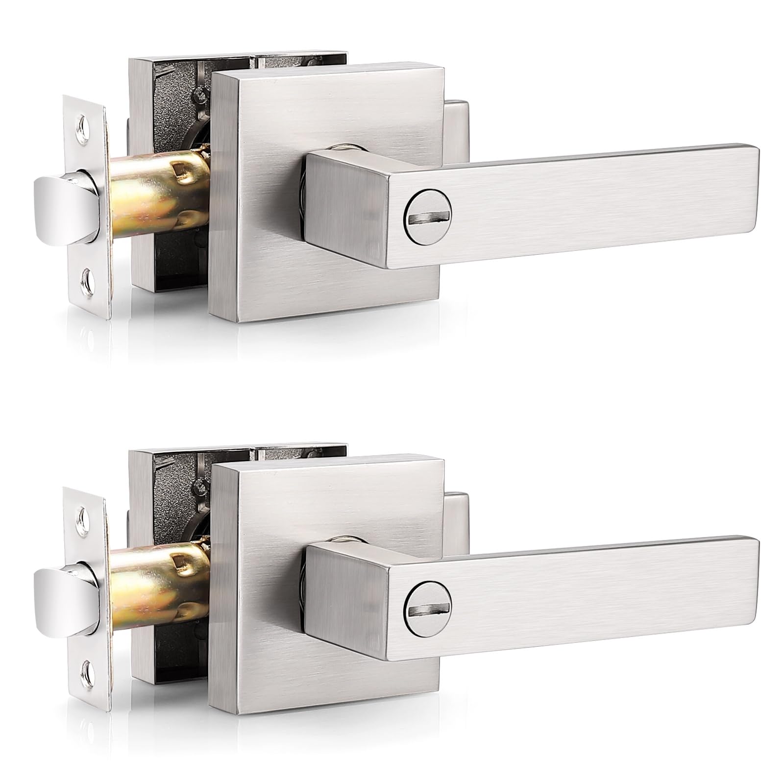 Probrico Brushed Nickel Door Handles with Lock - 3 Pack -20