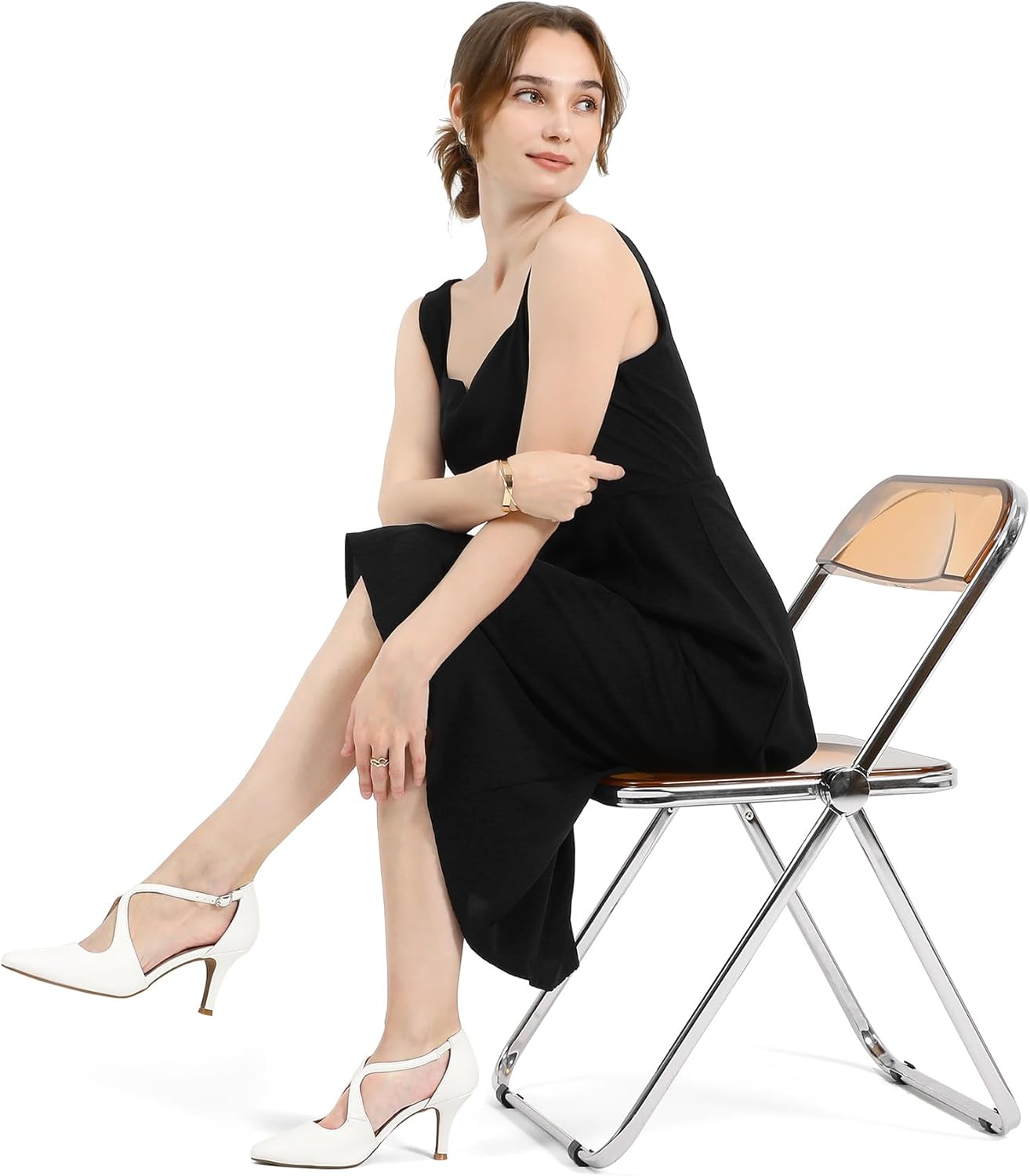 mysoft Women's Dress Shoes Closed Toe 3 Inch Heels Cross Strap Stiletto Pumps Wedding Prom Party Evening Formal Shoes - Image 3