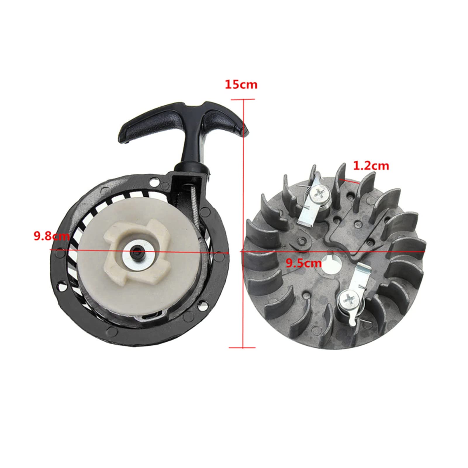 Viviance 2Pcs Metallo 49Cc Universale Pull Starter E Volano Per Dirt Bike Mini Moto Quad 49Cc - Nero