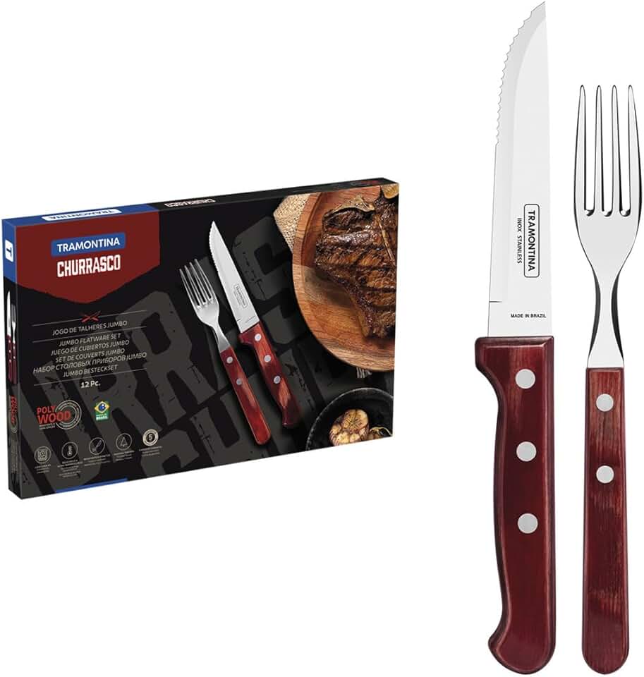 Tramontina Jogo 12 Peças Churrasco Inox Polywood Vermelho