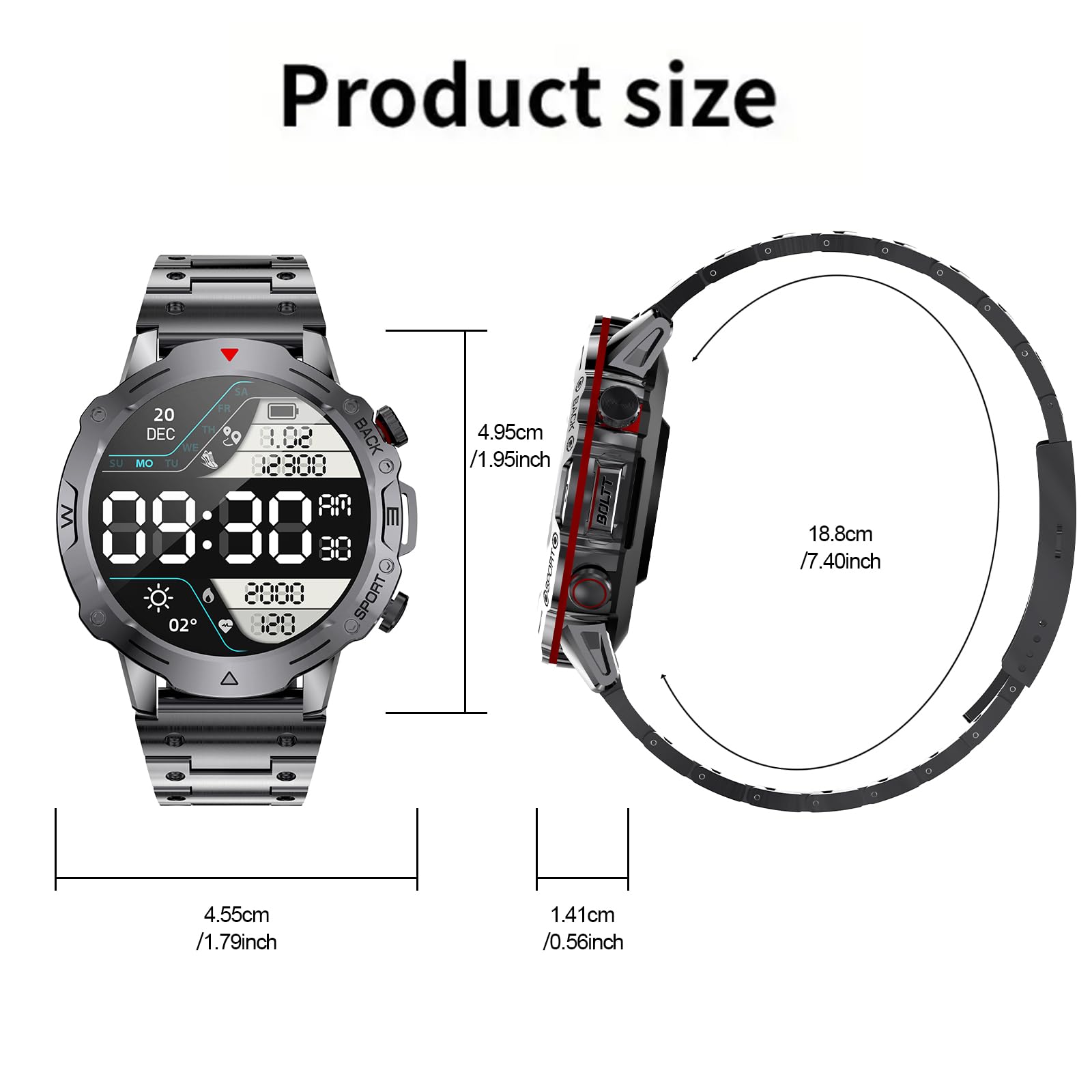 Reloj Inteligente Hombre con 2 Bands, 1.39" Fitness Watch con Llamadas y Whatsapp Notificación, 100+ Deportivos Modos IP68 Smartwatch Monitor de Ritmo Cardíaco y Sueño para iPhone Android