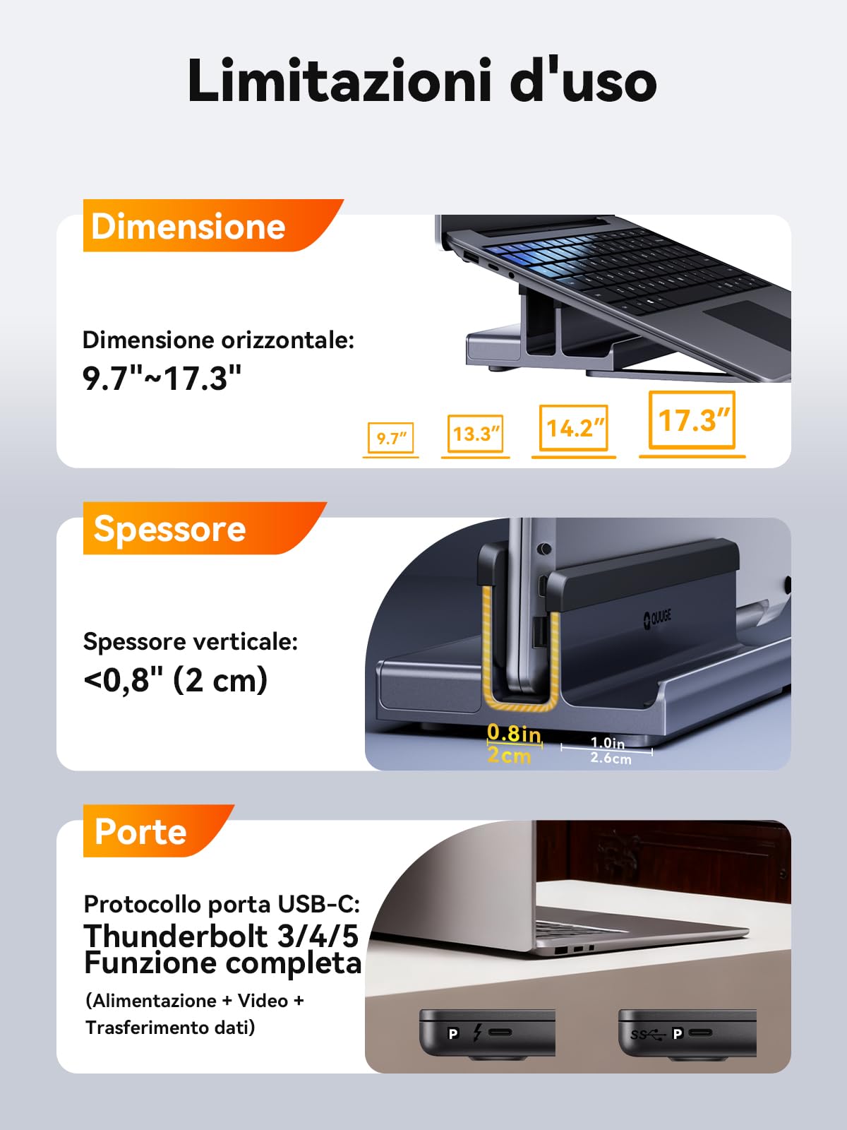 Supporto per Docking Station per Laptop con Doppio Monitor 4K, QUUGE Dual HDMI Docking Station per Laptop, 2 HDMI (Singolo 4K), 2 Porte USB3.0, 100W PD, RJ45 Ethernet, Gestione Desktop USB C Dock