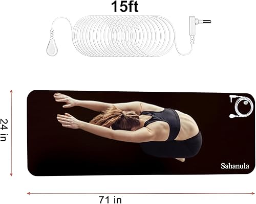 Miniatura 2 de Alfombrilla de yoga Grounding  Almohadilla de ejercicios de fitness, 71 x 24 pulgadas, almohadilla de tierra antideslizante mejorada con cable de 15