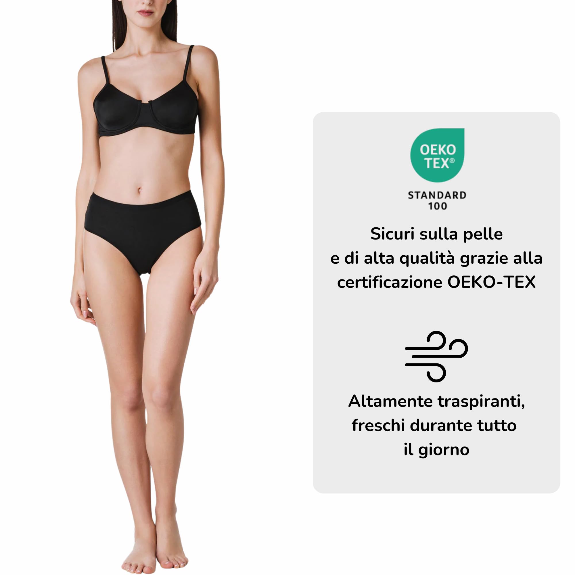 LIABEL Slip Donna in Cotone (Pacco da 6 e 12) Elasticizzato Mutande Midi T25, Certificato Oeko-Tex, Traspirante, Non Lascia segni